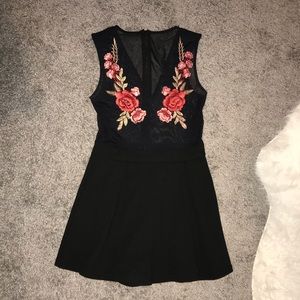 Black Flower Mesh Romper
